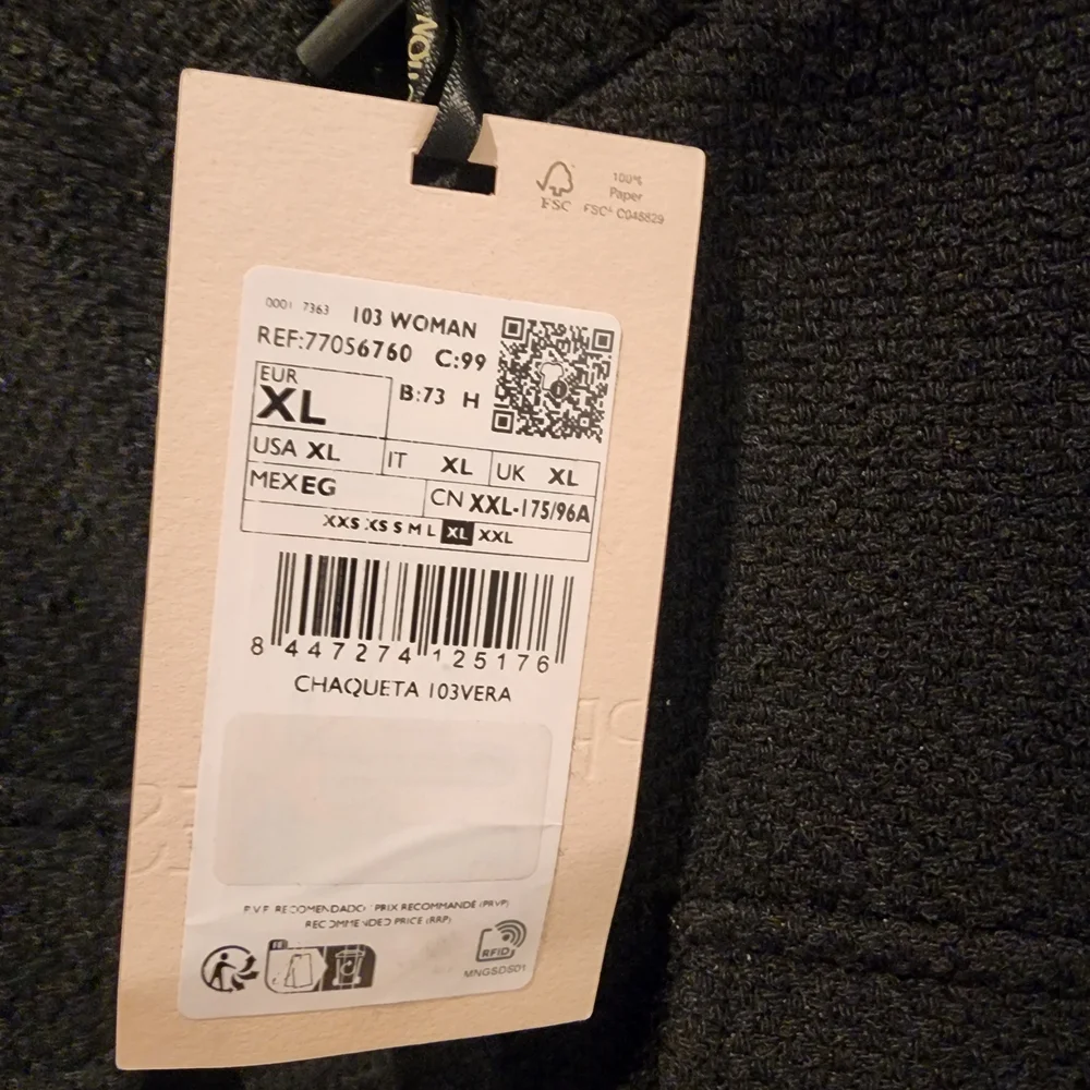 Mango Black Women's Pocket Tweed Jacket XL NWT - Picture 6 of 6